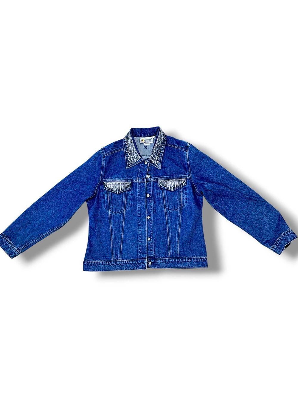 Christine Alexander Swarovski Crystal Embellished Denim Jacket Medium